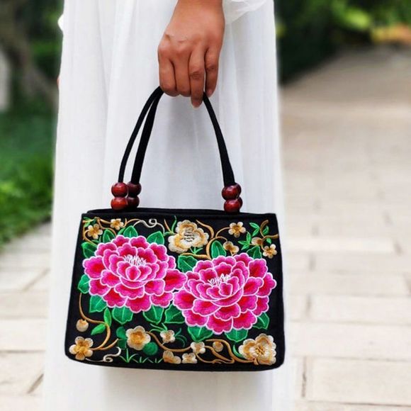 Rose Double-Sided Embroidery Handbags - Picture 2 of 5
